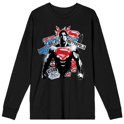 Batman Vs Superman Dawn Of Justice Graffiti Art Men's Black Long Sleeve  Shirt : Target