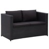 vidaXL - 3 Piece Poly Rattan Patio Lounge Set with Cushions, Black - Weather-Resistant, Outdoor Sofa Set with Sturdy Steel Frame and Easy to Clean - 3 of 4