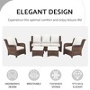 FIONECA 5-Piece Rattan Patio Furniture Set ¨C Brown Wicker Outdoor Sectional with Off-White Cushions, 3-Seat Sofa, 2 Chairs, 2 Ottomans - 3 of 4