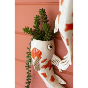 Kalalou CDV2166 Koi Fish Wall Planter, 11-inch Height, Ceramic - 1 of 2