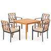 Costway 5 PCS Patio Acacia Wood Dining Set with Soft Seat Cushions Umbrella Hole for Yard - 2 of 4