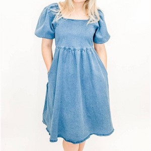 Women's Denim Puff Sleeve Dress - Mikarose - 1 of 3