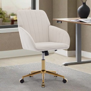 LOVMOR Adjustable Office Chair w/golden base,Modern Swivel Chair w/Wheels for Bedroom Office - 1 of 4