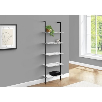 TOAOTBNBO 5 Tier Ladder Storage Bookshelf, Narrow Freestanding Bookcase with Metal Legs Small Apartment Decorative Shelves