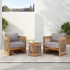 Christopher Knight Home Krizzix Boho 3 Piece Outdoor Acacia Wood Woven Rope Seating Set with Cushions - 2 of 4