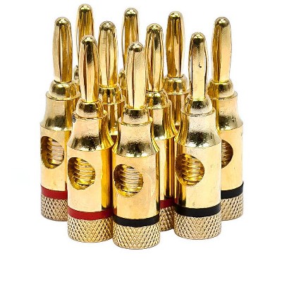 Monoprice High Quality Gold Plated Speaker Banana Plugs – 5 Pairs – Open Screw Type, For Speaker Wire, Home Theater, Wall Plates And More