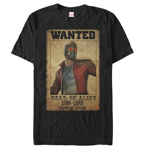 Men's Marvel Guardians Of The Galaxy Star-lord Wanted Poster T