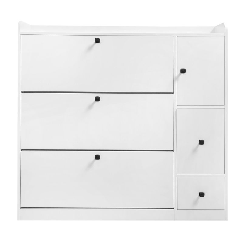Versatile Shoe Cabinet with 3 Flip Top Drawers and Pull-Down Seat - ModernLuxe, 4 of 13