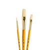 Princeton RealValue Brush Set, Natural Bristles, Short Handle Mixed Media Paintbrush, Yellow, 3 Per Set, 6 Sets - 3 of 3