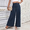 Women's High Waist Wide Leg Pants - Drapery Flowy Trousers for Work & Casual Comfort Navy L - 3 of 3