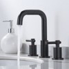WOWOW 8 in. Widespread Double Handle High Arc Bathroom Faucet with Drain Kit Included in Brushed Nickel - 2 of 4