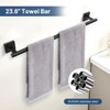 Itopfox 5 Piece Matte Black Bathroom Hardware Set 23.6 Inch Stainless Steel Towel Bar Towel Ring Toilet Paper Holder 2 Robe Hooks - 2 of 4
