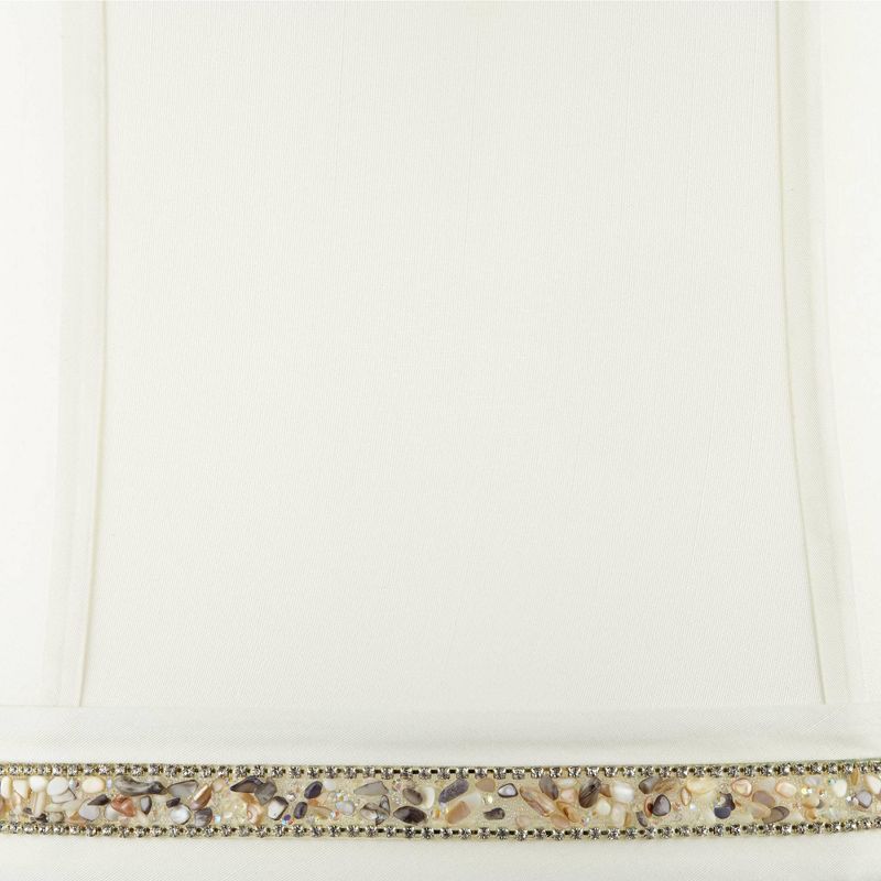 Springcrest Geneva White Beaded Trim Medium Drum Lamp Shade 13" Top x 14" Bottom x 10" High (Spider) Replacement with Harp and Finial, 3 of 9