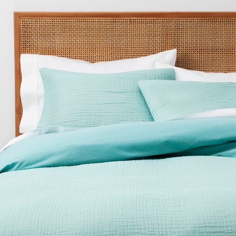 Full Queen Yarn Dyed Gauze Duvet Cover Set Teal Opalhouse Target