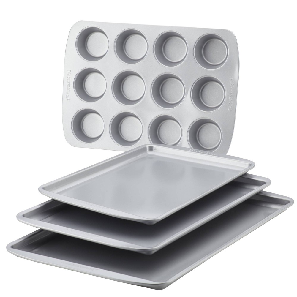 Photos - Bakeware Farberware  4pc  Set: Nonstick Steel Baking Pan Set, Includes Cookie Sheets & Muffin Pan, Dishwasher-Safe