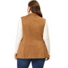Agnes Orinda Women's Plus Size Lapel Suede Long Sleeveless Fashion Vest - 4 of 4