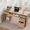60" Modern Executive Desk with Storage, Wood Home Office Desk with Drawer & Cabinet, Fluted Computer Writing Desk for Study, Living Room, Bedroom - 4 of 4