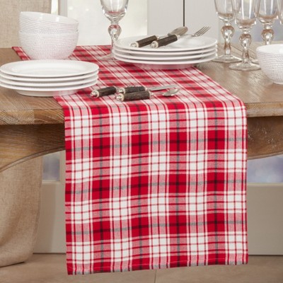Red and White Cotton Plaid Table Runner