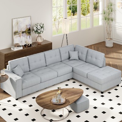 NicBex Couches for Living Room 109.2" L-shaped Sectional Sofa Upholstered Sofa Couch with Removable Back Cushions and 2 Pillows