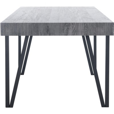 Alyssa Black Oak and Iron Mid-Century Modern Dining Table