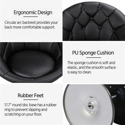 Modern Adjustable Swivel Accent Chair in Tufted Black PU Leather