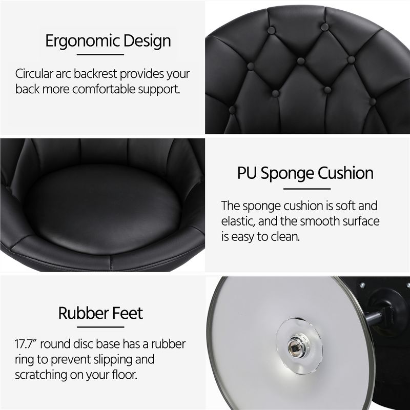 Yaheetech Height Adjustable Swivel Upholstered Round Accent Chair Barrel Chair, 6 of 10