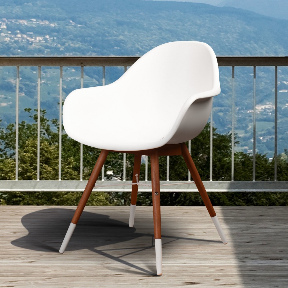 2pc Metz Eucalyptus Patio Dining Armchair Set White - Amazonia