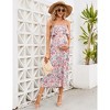 Clearlove Womens Spaghetti Strap Maxi Dress Ruffle High Waist Backless Floral Boho Pleated Beach Dress for Photoshoot - 4 of 4