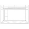Okak 77.1IN Twin-Over-Twin Size Metal Floor Bunk Bed, Twin Bed with Ladder and Safety Guardrail, Kids Bunk Beds for Bedroom, Dormitory, White - 4 of 4
