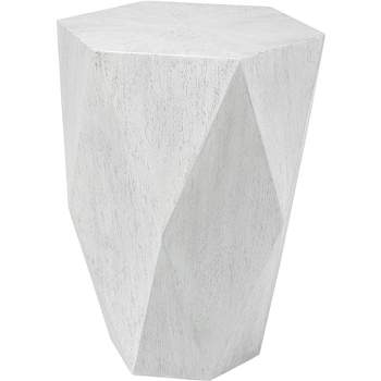 Uttermost Modern White Ceruse Geometric Accent Side End Table 18 1/2" x 17" for Living Room Bedroom Bedside Entryway House Office