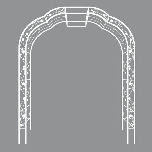 Gulches Cream White Metal Garden Arch with Planter Stands and Holders, 74.4" x 98.4" Tall Arbor Trellis - 1 of 4