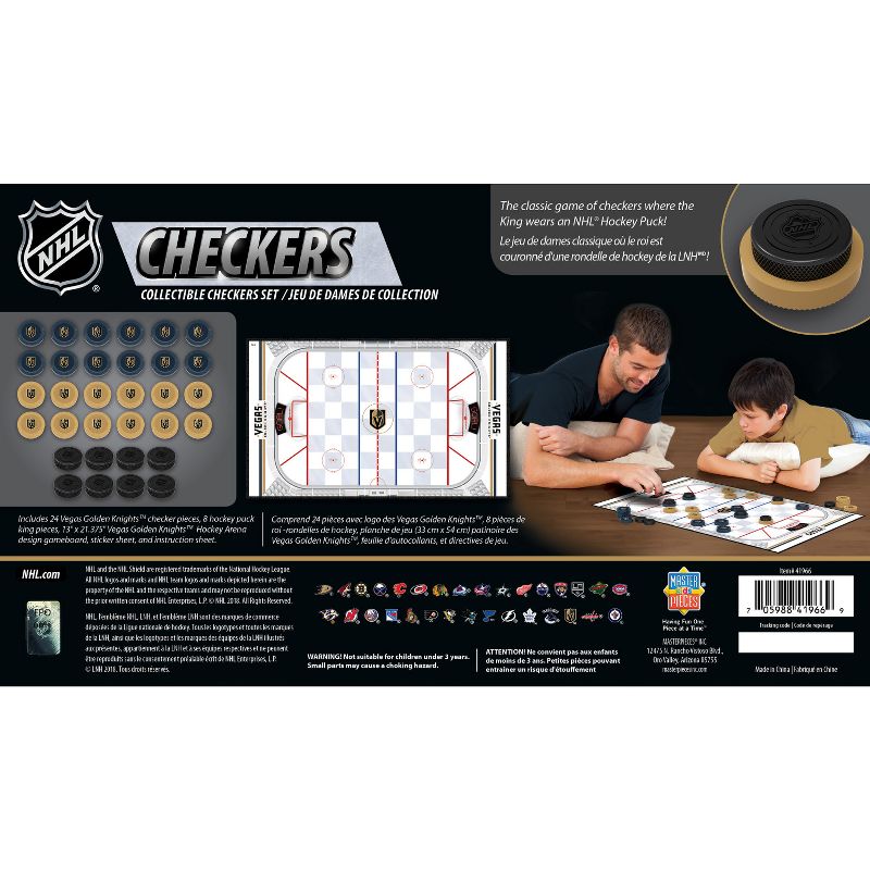 MasterPieces Officially licensed NHL Las Vegas Golden Knights Checkers Board Game for Families and Kids ages 6 and Up, 4 of 7