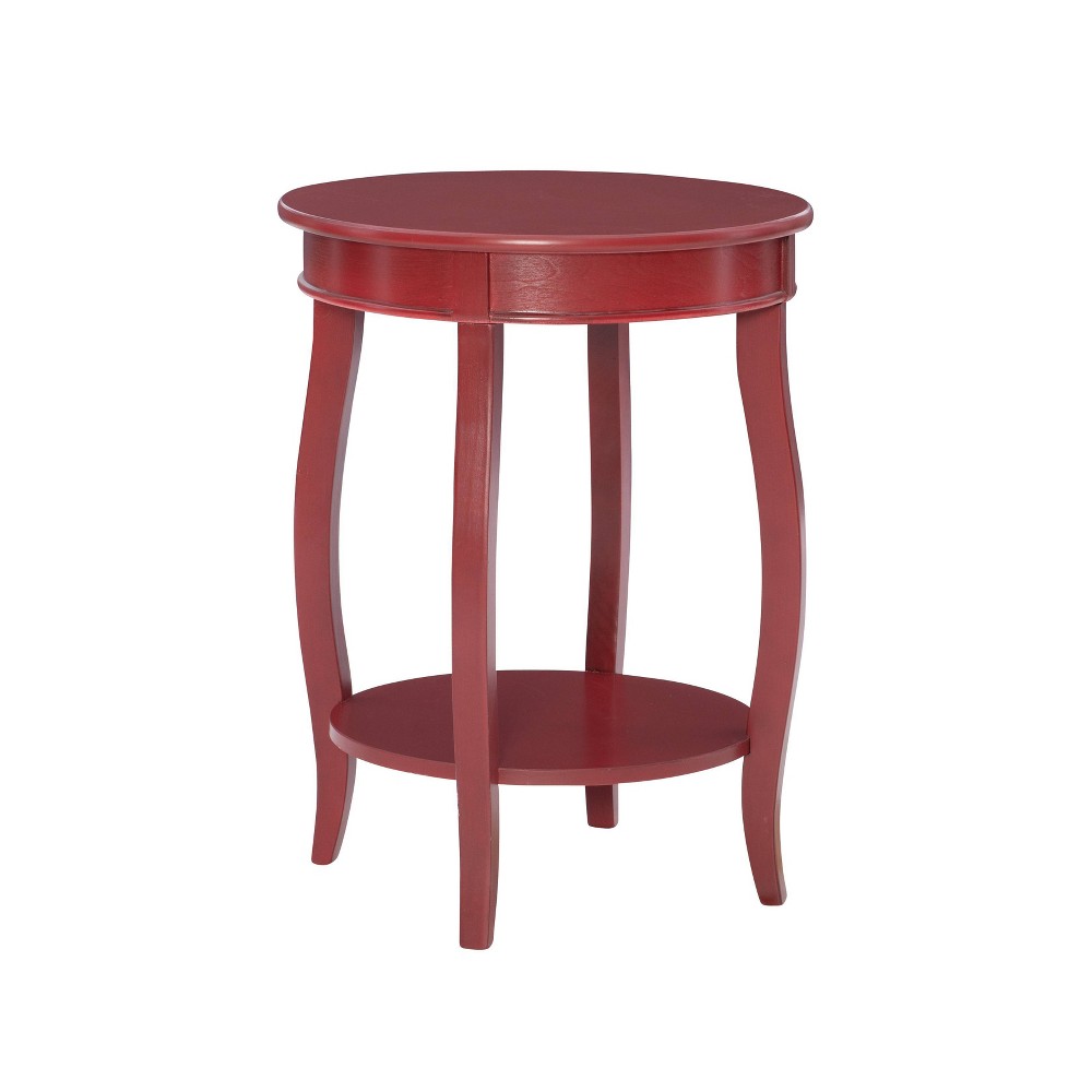 Photos - Coffee Table 18" Lindsay Traditional Round Wood Side Accent Table with Shelf Red - Powe