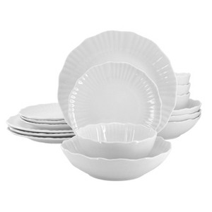 Elama Millie 16 Piece Double Bowl Porcelain Dinnerware Set in White - 1 of 4