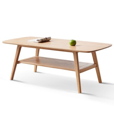 NicBex Rectangle Coffee Table with Storage Shelf,Center Table for Living Room,Dining Room,Bedroom,Oak