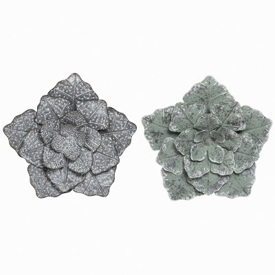 Transpac Large Metal Rustic Flower Decor Set of 2 Spring Home Decorations