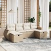 vidaXL 6 Piece Patio Sofa Set with Cushions Beige and Cream Poly Rattan - Without Storage - 2 of 4