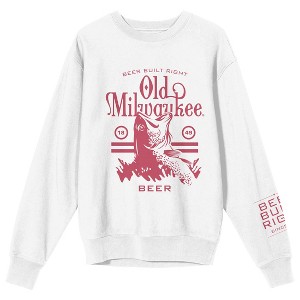 Old Milwaukee Varsity Art Crew Neck Long Sleeve White Adult Sweatshirt - 1 of 4