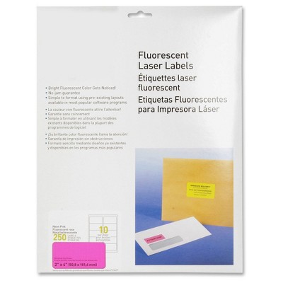 MyOfficeInnovations Laser Labels Fluorescent 2"x4" 250/PK Neon Pink 3254520