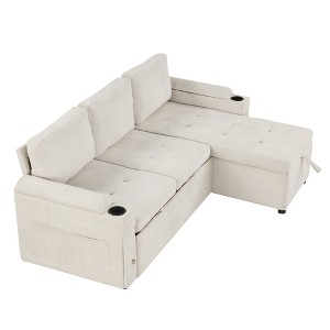 TiramisuBest 83.5" L-shaped Sofa Couch Convertible Sofa Bed Sectional Sofa with Ample Storage Space, Modular Sectional Sofa with Storage, Si - 1 of 4
