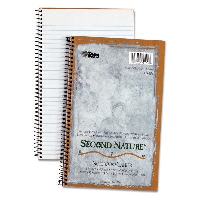 Tops Second Nature Subject Wire Notebook College/Medium 6 x 9 1/2 White 80 Sheets 74109