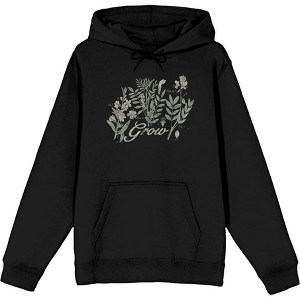 "Grow" Inspirational Vintage Botanicals  Adult Long Sleeve Hoodie - 1 of 2