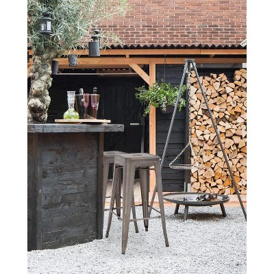 Bronze 30" Stackable Metal Bar Stools Set of 4