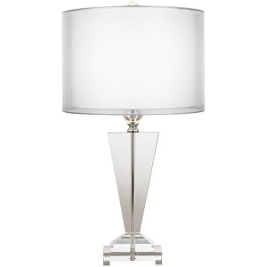 Vienna Full Spectrum Modern Table Lamp 30.5" Tall Clear Crystal Trophy Double Sheer Silver and White Drum Shade for Living Room Bedroom - 1 of 4