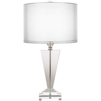 Vienna Full Spectrum Modern Table Lamp 30.5" Tall Clear Crystal Trophy Double Sheer Silver and White Drum Shade for Living Room Bedroom