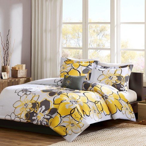 Yellow Kelly Comforter Set Twin Xl, Yellow And Grey Bedding Twin Xl