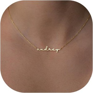 Custom Name Necklace 18K Gold Plated Personalized Bridesmaid Birthday Gift 0.3 Height-Tiny Name - 1 of 4
