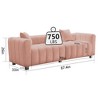 87" Velvet 3-Seater Modular Loveseat with Metal Legs & 2 Pillows - 4 of 4