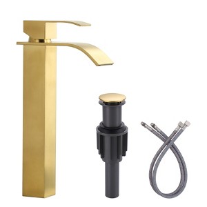 WOWOW Single Handle Single Hole Waterfall Bathroom Faucet with Drain Kit Included - 1 of 4