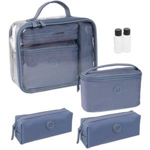 Joan & David Tonal Sport Nylon 4-Piece Clear Cosmetic Bag Set - 1 of 4